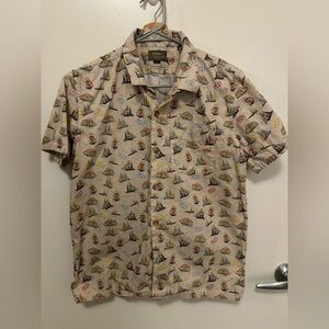 Beige Nautical Print Men's Shirt